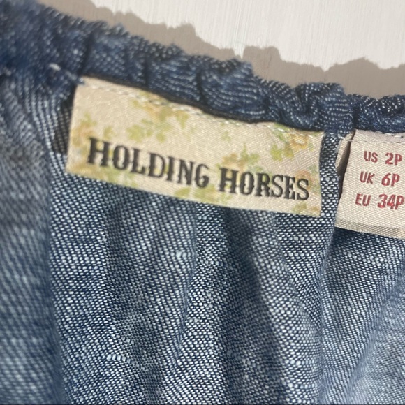 Holding Horses Anthropologie Embroidered Dress Summer Comfortable Size 2P Denim - Picture 6 of 8